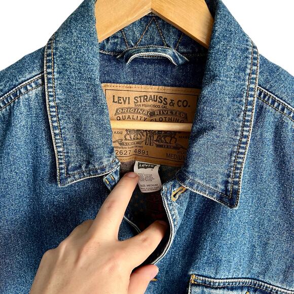 Rare Vintage Levis Chore Made In USA Jean Jacket Size Medium 25x33 Preowned - Picture 3 of 9